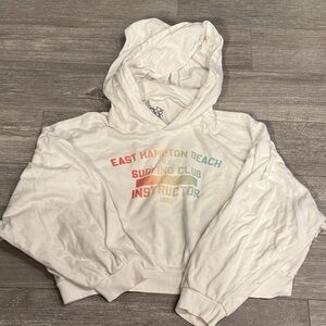 Chaser White Surfing Club Oversized Crop Hoodie